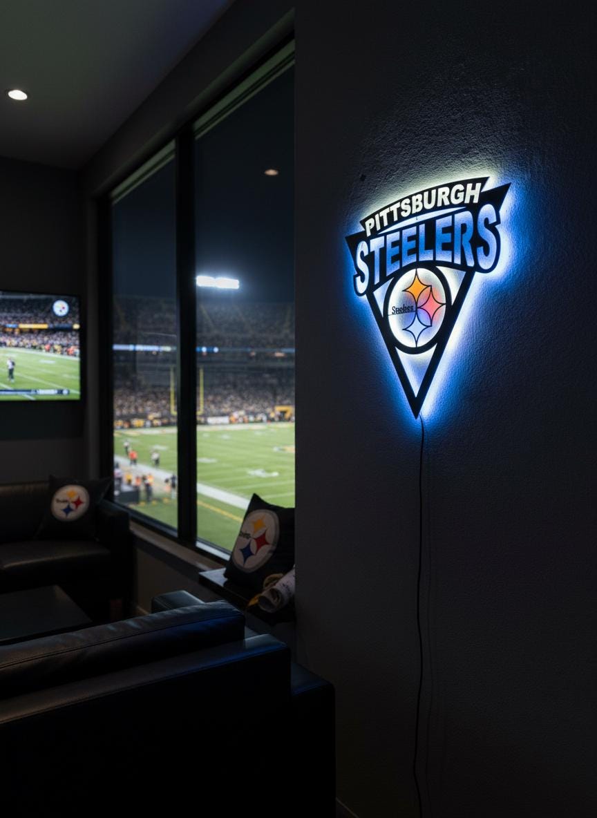 Pittsburgh Steelers Wall Art - NFL Team Logo Game Room Decor Man Cave Gift