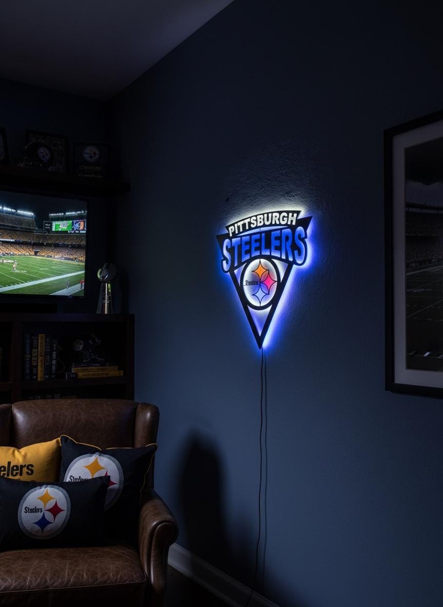Pittsburgh Steelers Wall Art - NFL Team Logo Game Room Decor Man Cave Gift
