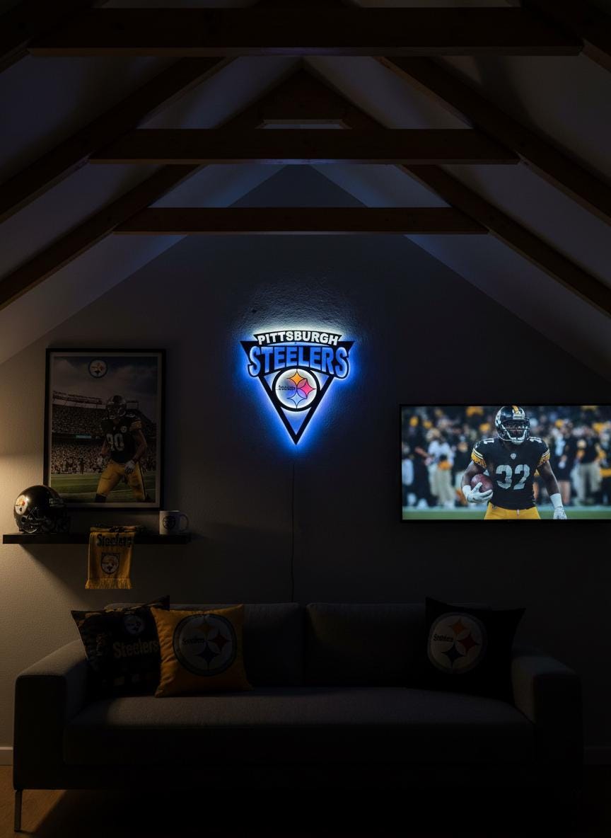 Pittsburgh Steelers Wall Art - NFL Team Logo Game Room Decor Man Cave Gift