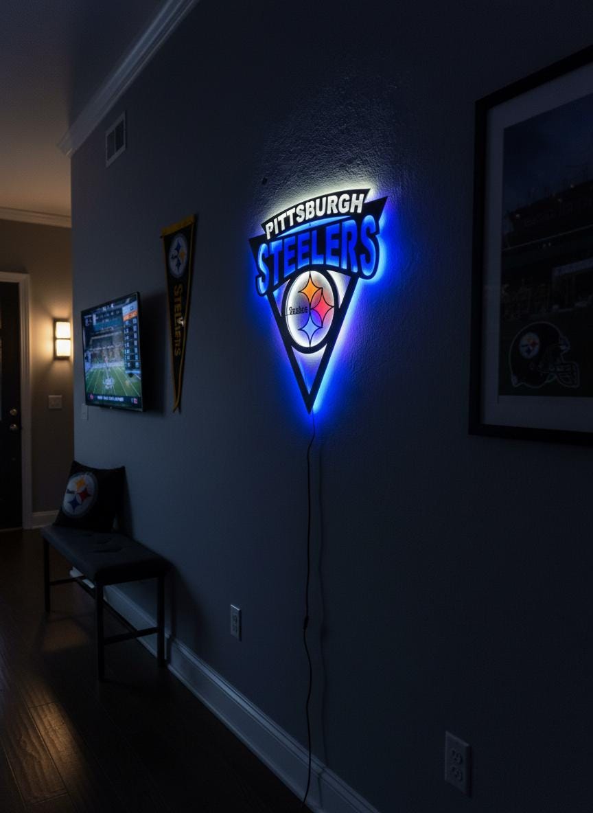 Pittsburgh Steelers Wall Art - NFL Team Logo Game Room Decor Man Cave Gift