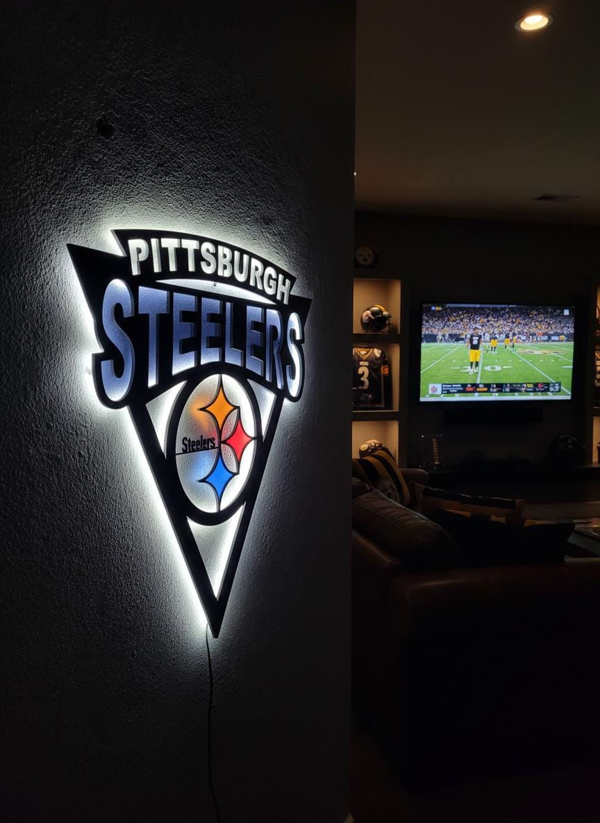 Pittsburgh Steelers Wall Art - NFL Team Logo Game Room Decor Man Cave Gift