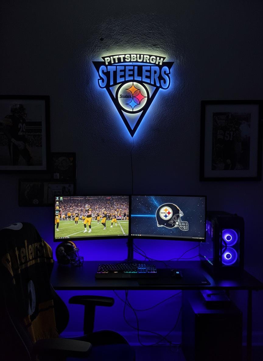 Pittsburgh Steelers Wall Art - NFL Team Logo Game Room Decor Man Cave Gift