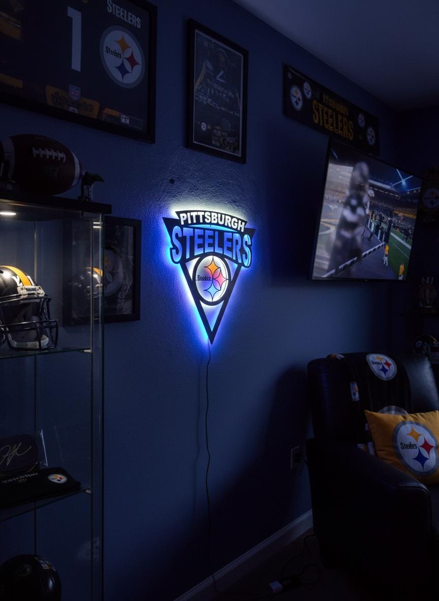 Pittsburgh Steelers Wall Art - NFL Team Logo Game Room Decor Man Cave Gift