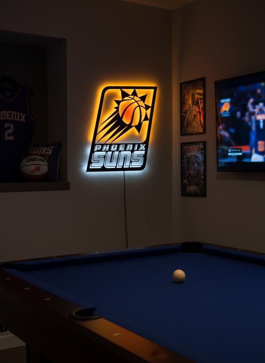 Phoenix Suns Wall Art - Team Logo Game Room Decor Man Cave Gift