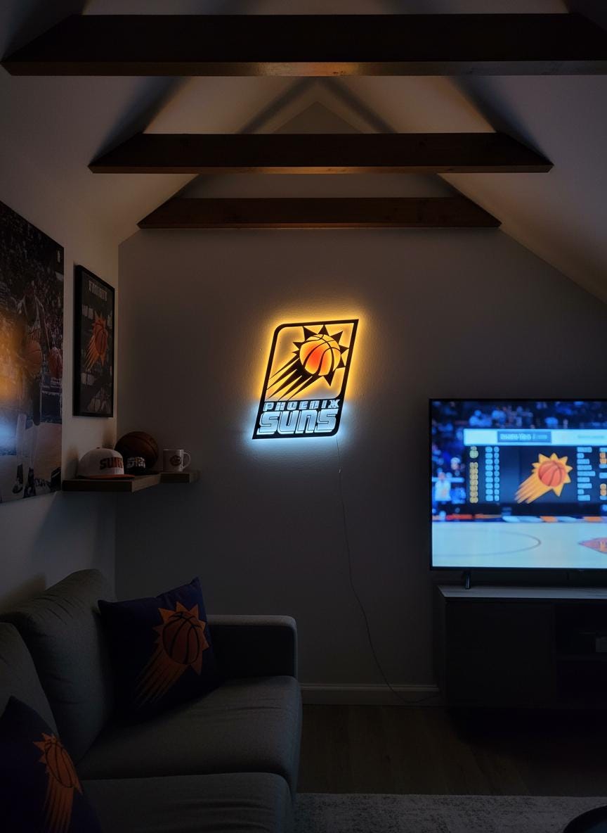 Phoenix Suns Wall Art - Team Logo Game Room Decor Man Cave Gift