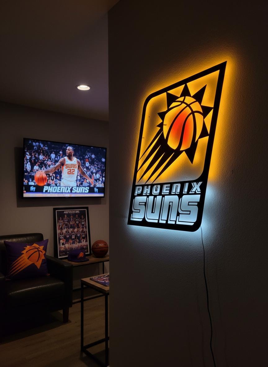 Phoenix Suns Wall Art - Team Logo Game Room Decor Man Cave Gift