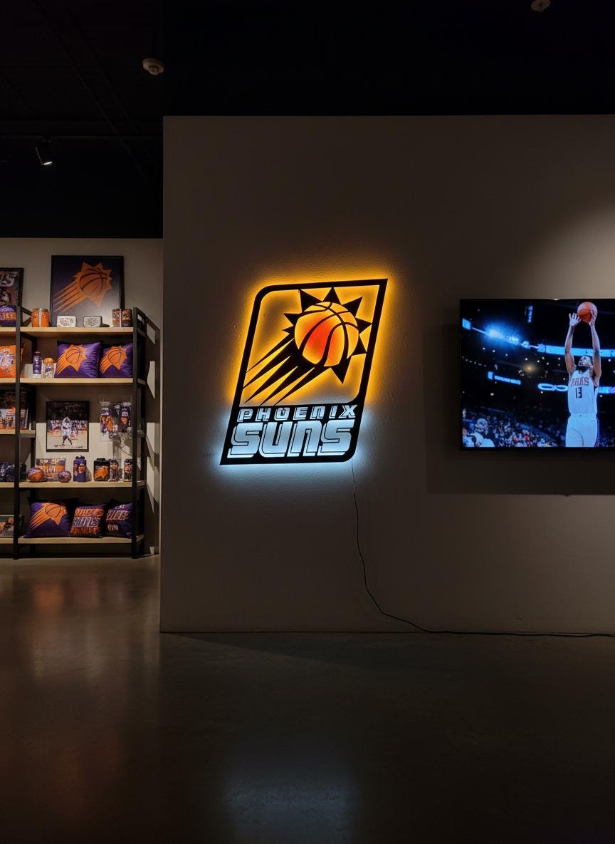 Phoenix Suns Wall Art - Team Logo Game Room Decor Man Cave Gift