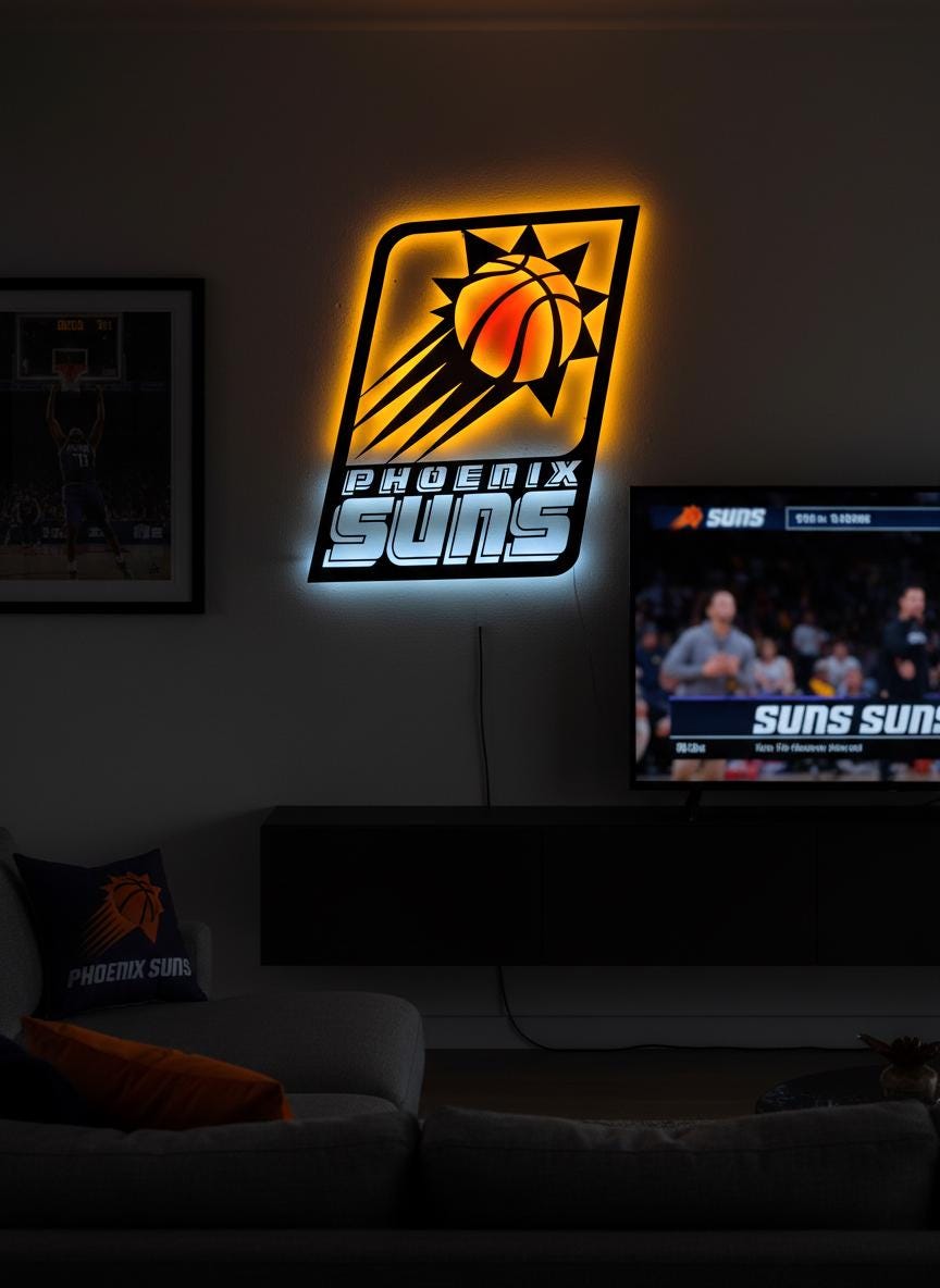 Phoenix Suns Wall Art - Team Logo Game Room Decor Man Cave Gift