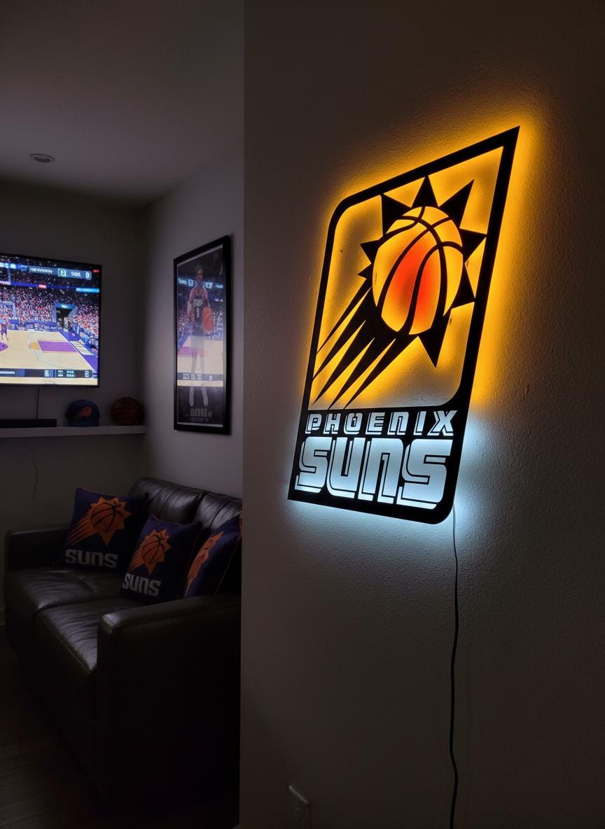 Phoenix Suns Wall Art - Team Logo Game Room Decor Man Cave Gift