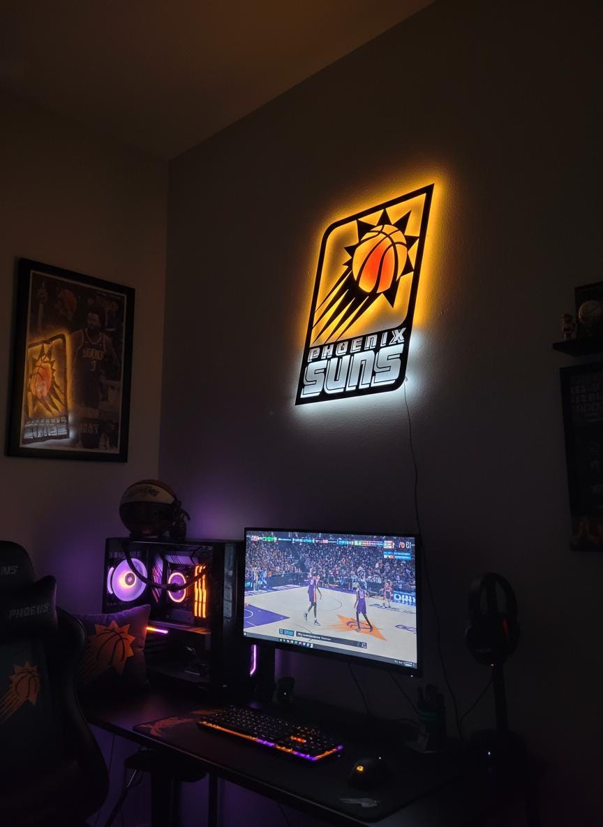 Phoenix Suns Wall Art - Team Logo Game Room Decor Man Cave Gift