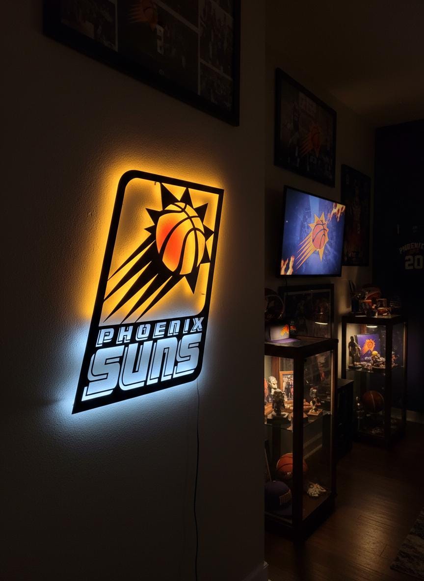 Phoenix Suns Wall Art - Team Logo Game Room Decor Man Cave Gift