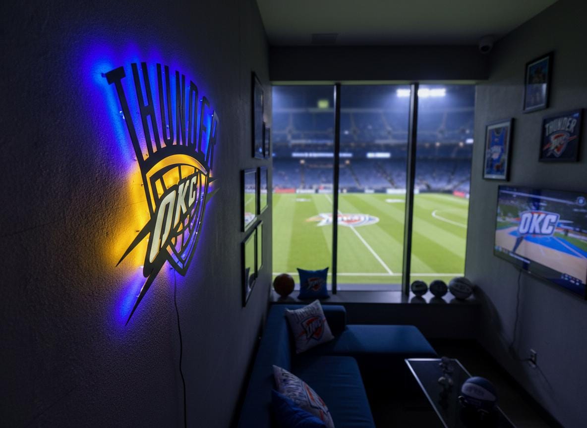 Oklahoma City Thunder Wall Art - Team Logo Basketball Man Cave Decor