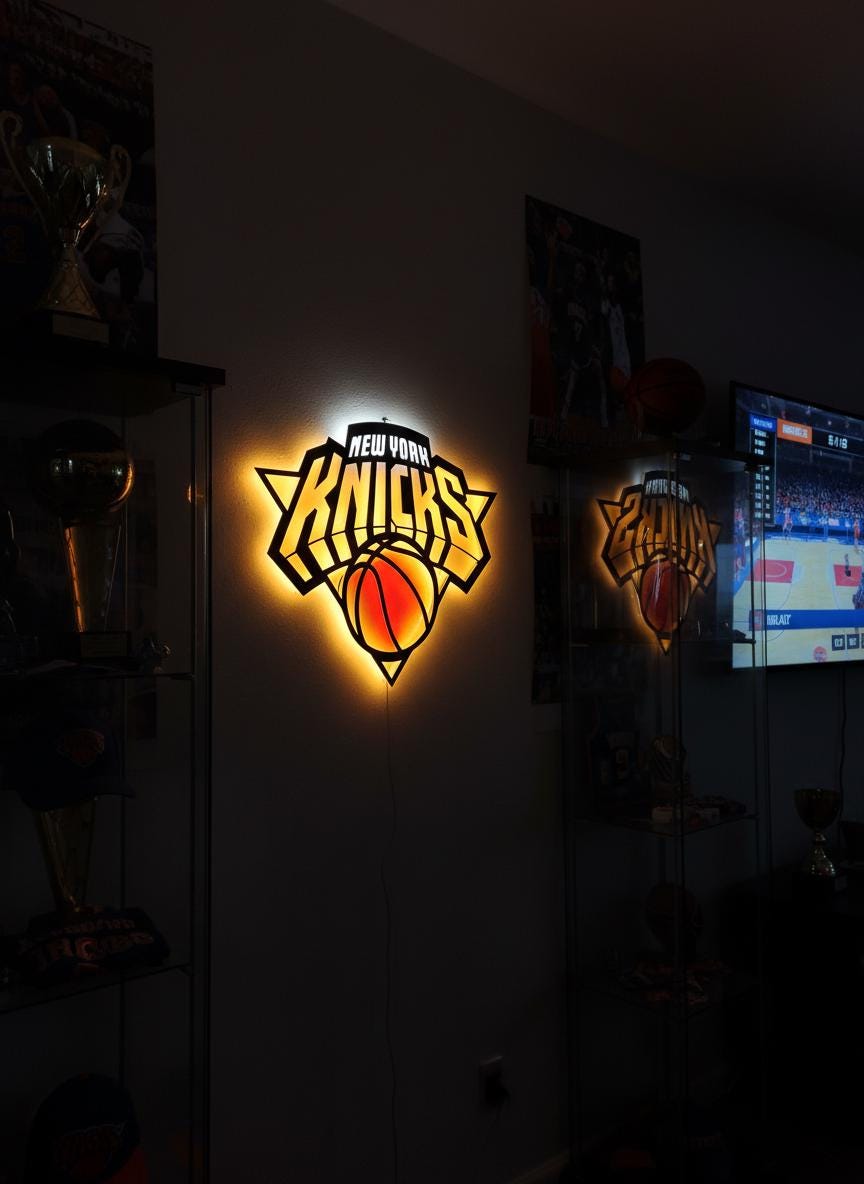 New York Knicks Wall Decor - NBA Team Logo Light Art - Sports Fan Gift