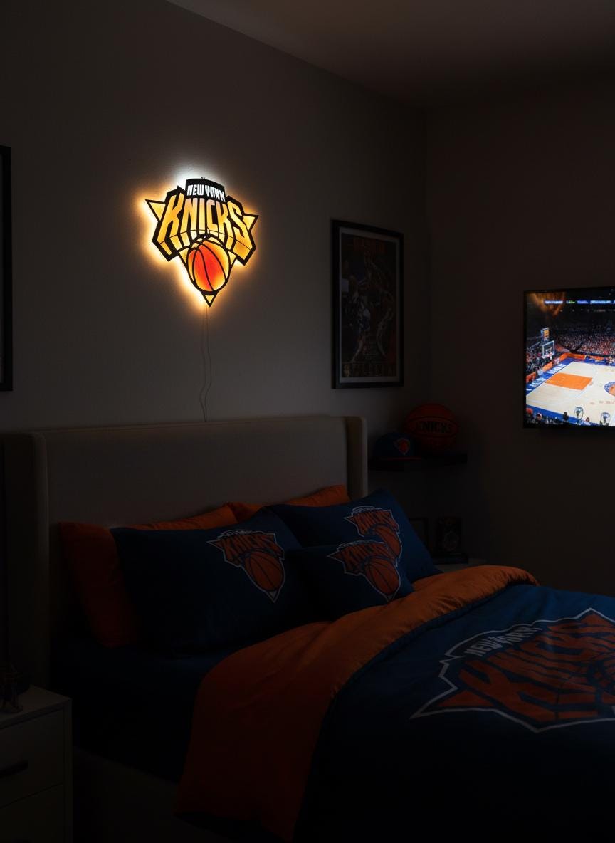 New York Knicks Wall Decor - NBA Team Logo Light Art - Sports Fan Gift