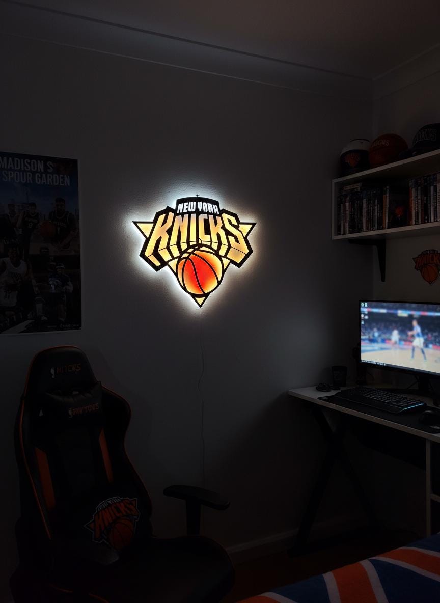 New York Knicks Wall Decor - NBA Team Logo Light Art - Sports Fan Gift