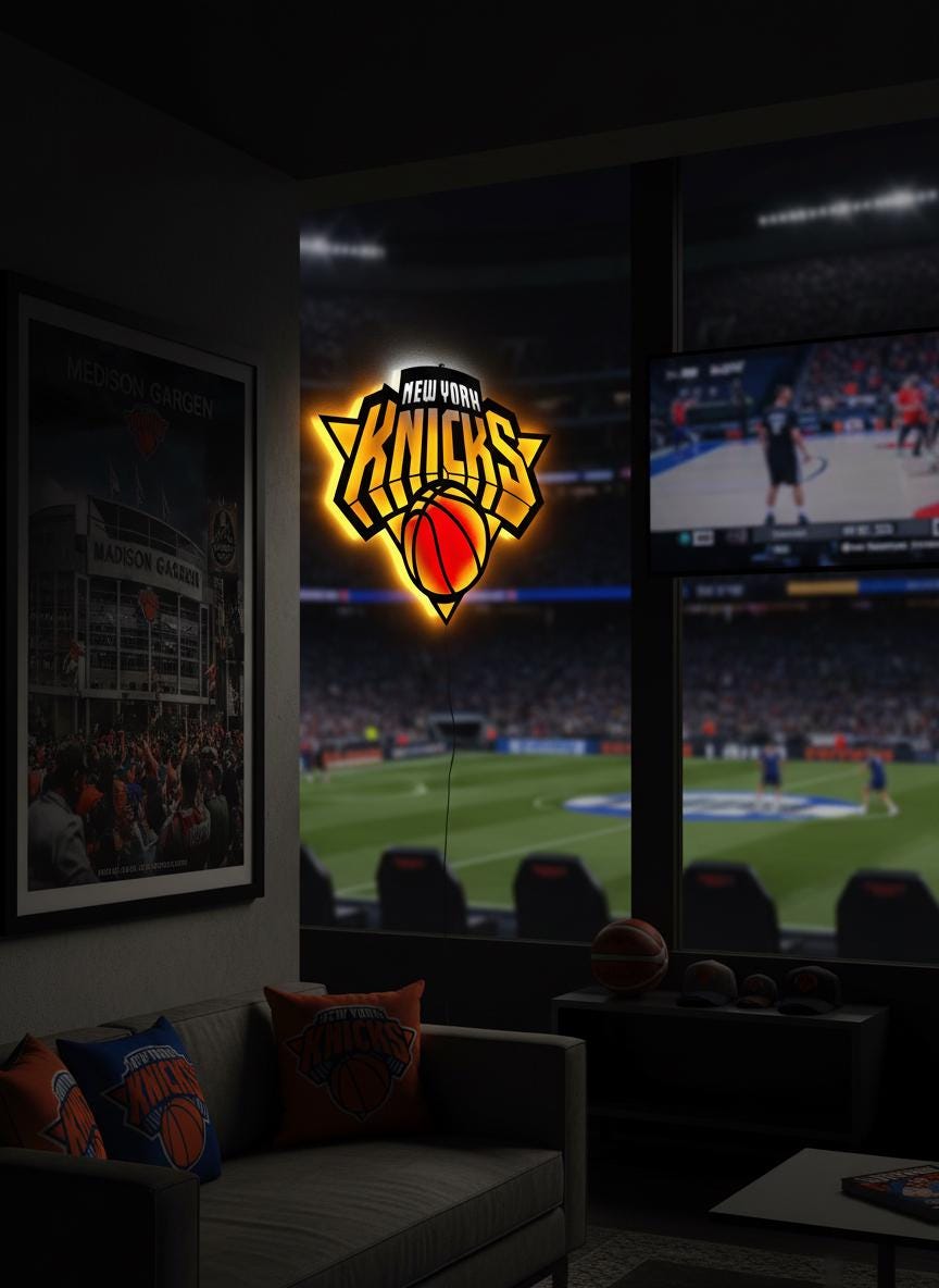 New York Knicks Wall Decor - NBA Team Logo Light Art - Sports Fan Gift