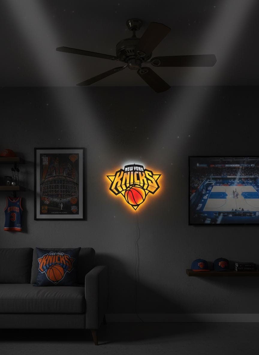 New York Knicks Wall Decor - NBA Team Logo Light Art - Sports Fan Gift