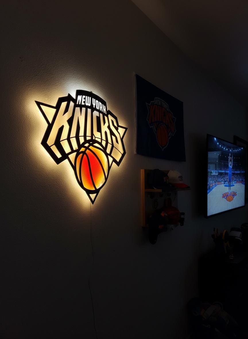 New York Knicks Wall Decor - NBA Team Logo Light Art - Sports Fan Gift