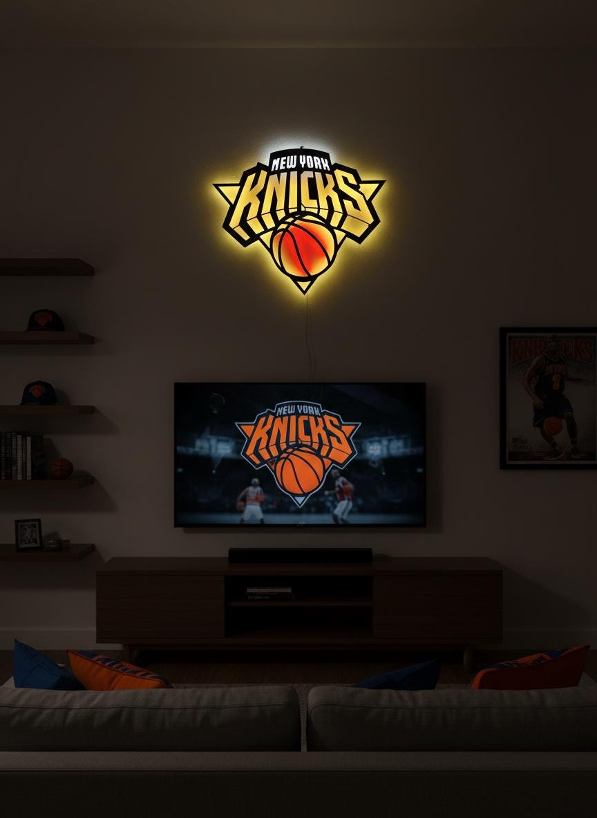 New York Knicks Wall Decor - NBA Team Logo Light Art - Sports Fan Gift
