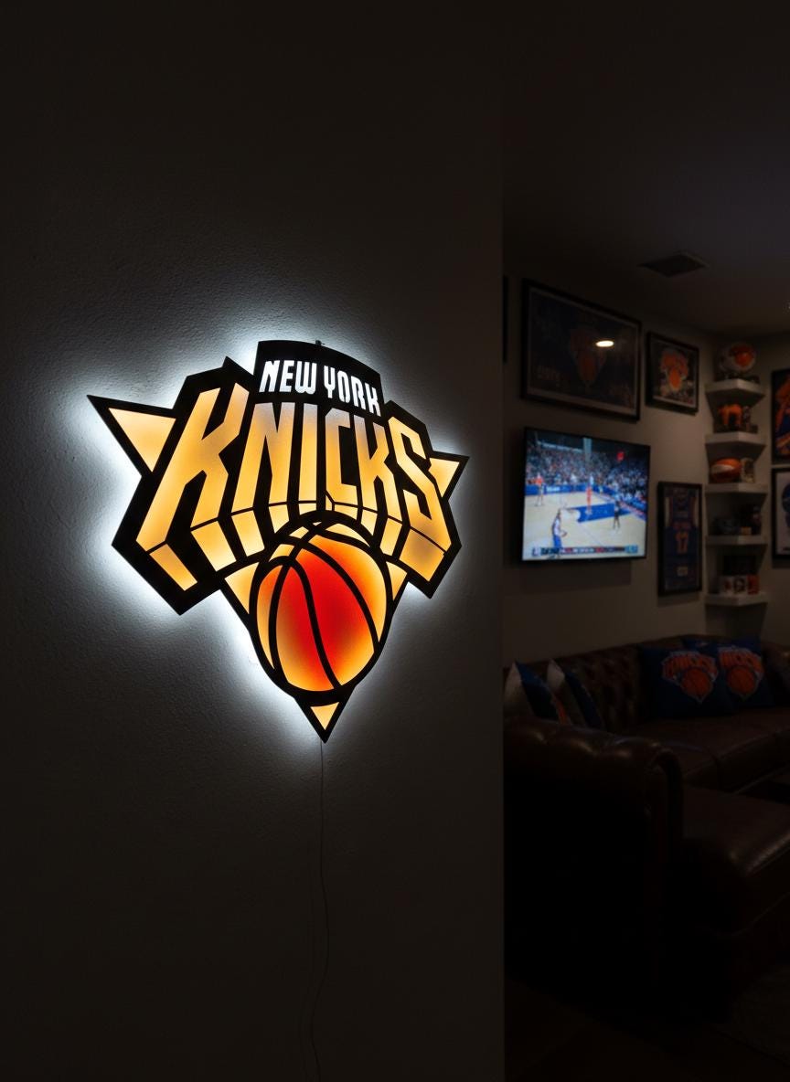 New York Knicks Wall Decor - NBA Team Logo Light Art - Sports Fan Gift
