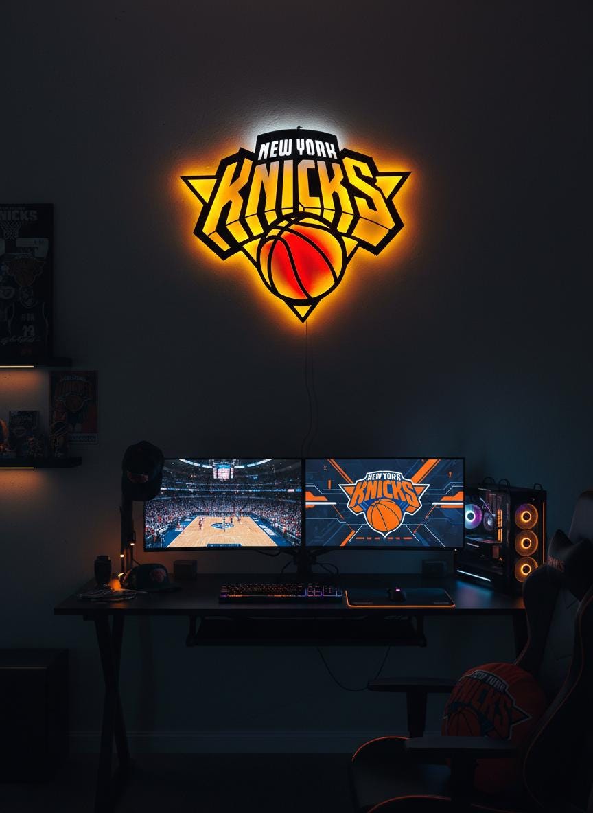 New York Knicks Wall Decor - NBA Team Logo Light Art - Sports Fan Gift