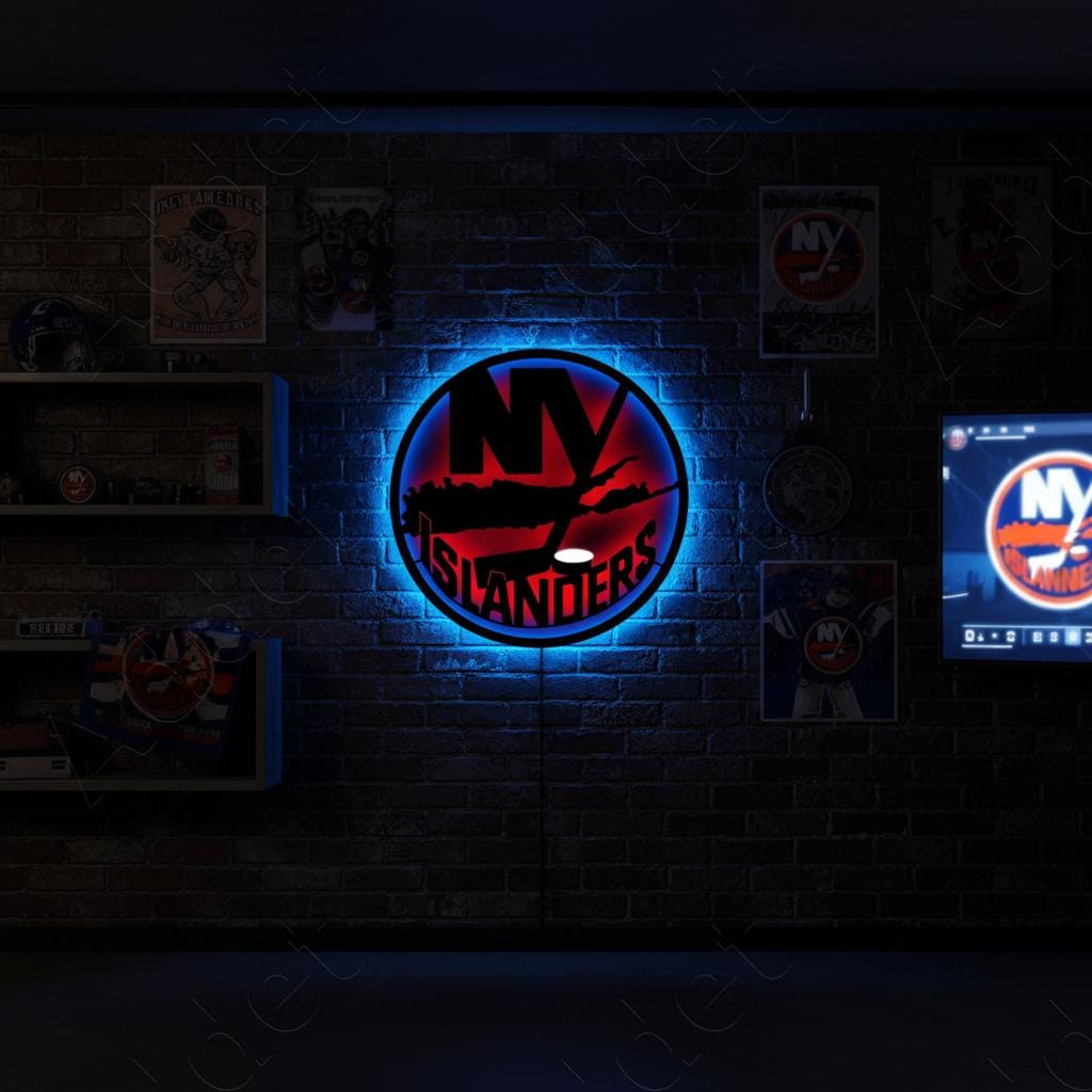 New York Islanders Wall Art - Hockey Team Logo Decor - Game Room Sign