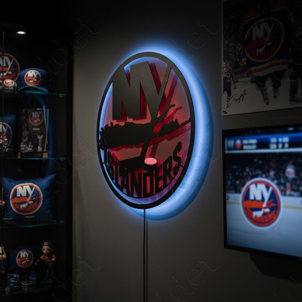 New York Islanders Wall Art - Hockey Team Logo Decor - Game Room Sign