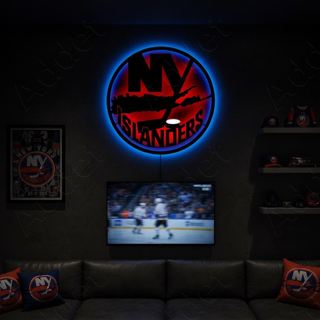 New York Islanders Wall Art - Hockey Team Logo Decor - Game Room Sign