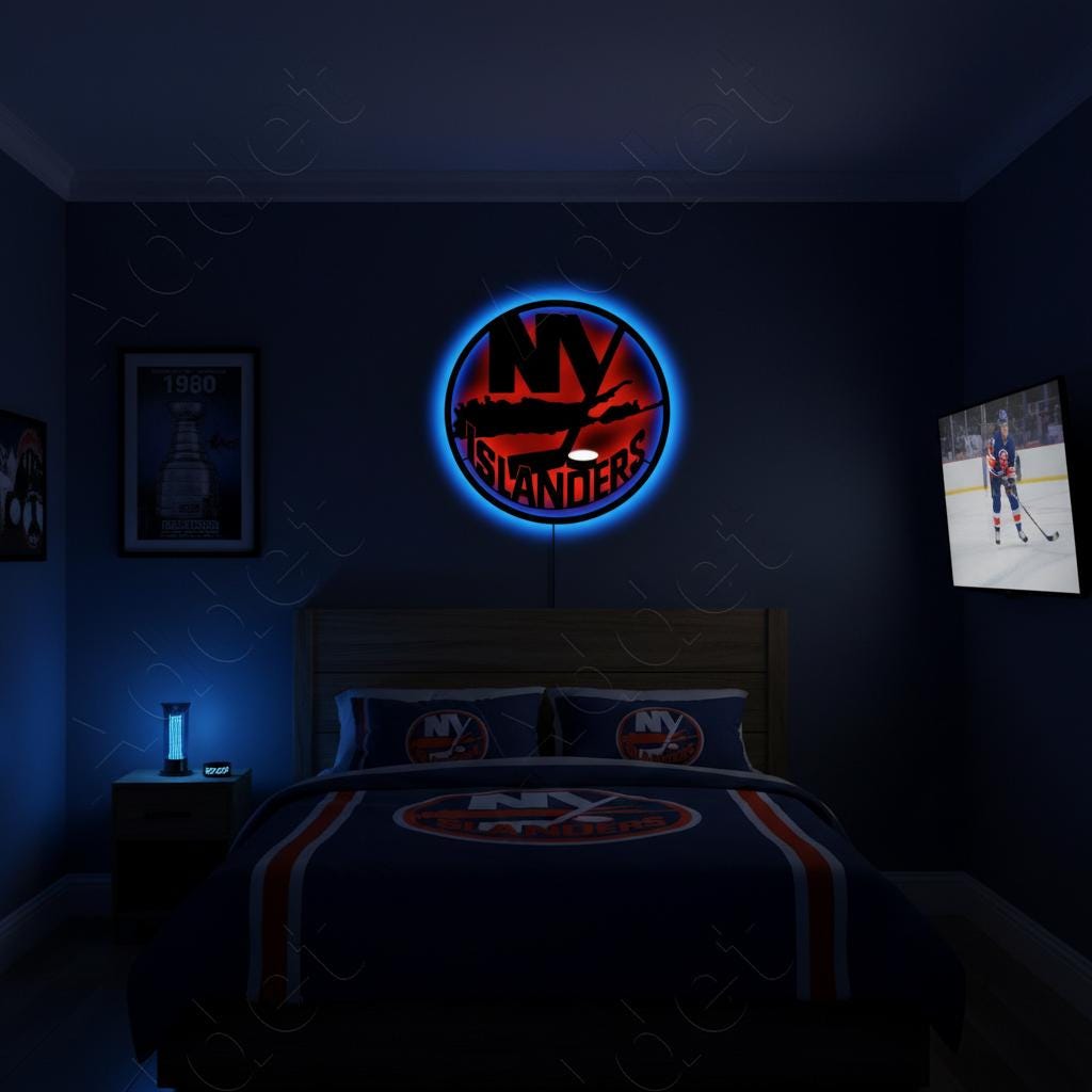 New York Islanders Wall Art - Hockey Team Logo Decor - Game Room Sign
