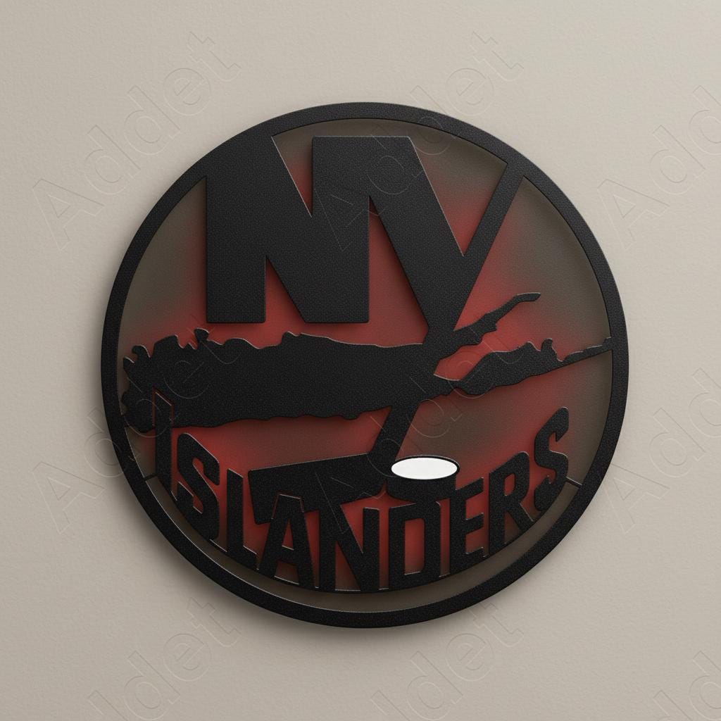 New York Islanders Wall Art - Hockey Team Logo Decor - Game Room Sign