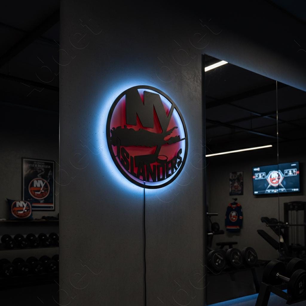 New York Islanders Wall Art - Hockey Team Logo Decor - Game Room Sign