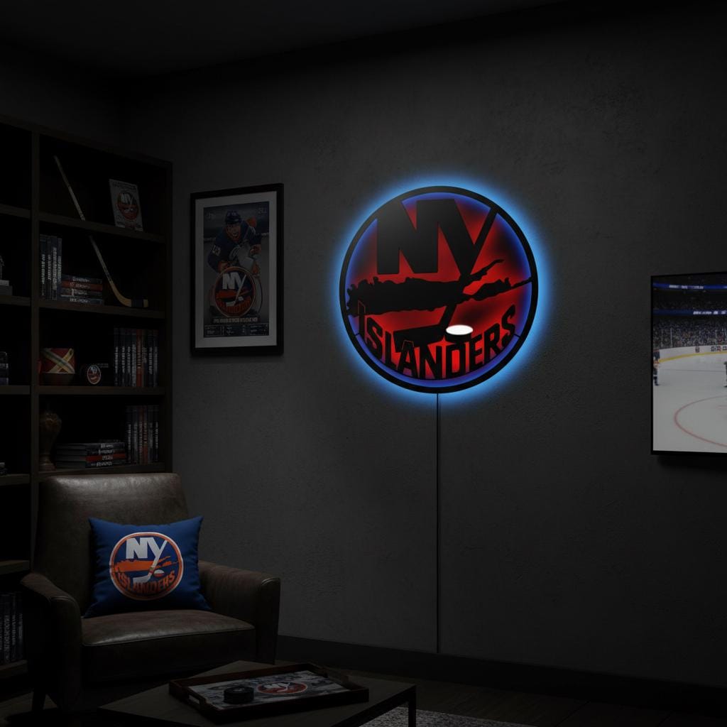 New York Islanders Wall Art - Hockey Team Logo Decor - Game Room Sign