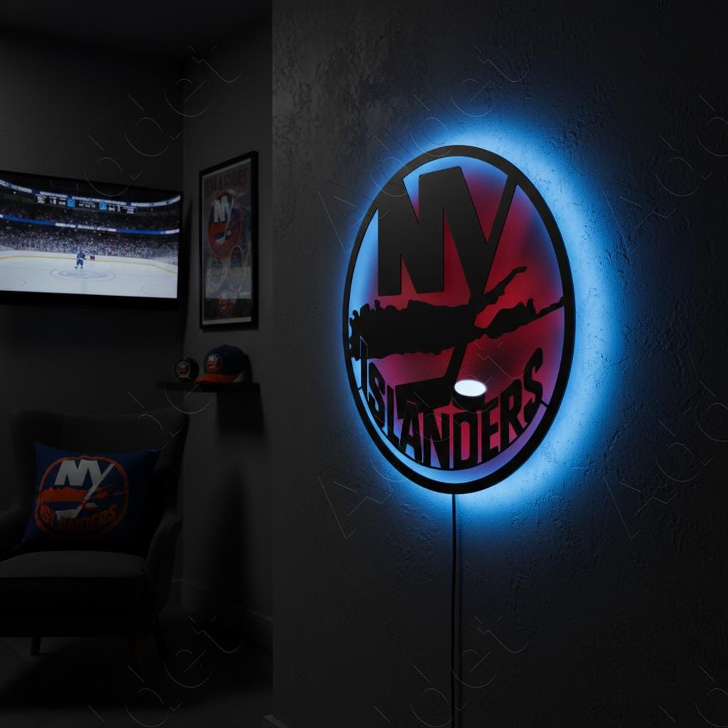New York Islanders Wall Art - Hockey Team Logo Decor - Game Room Sign