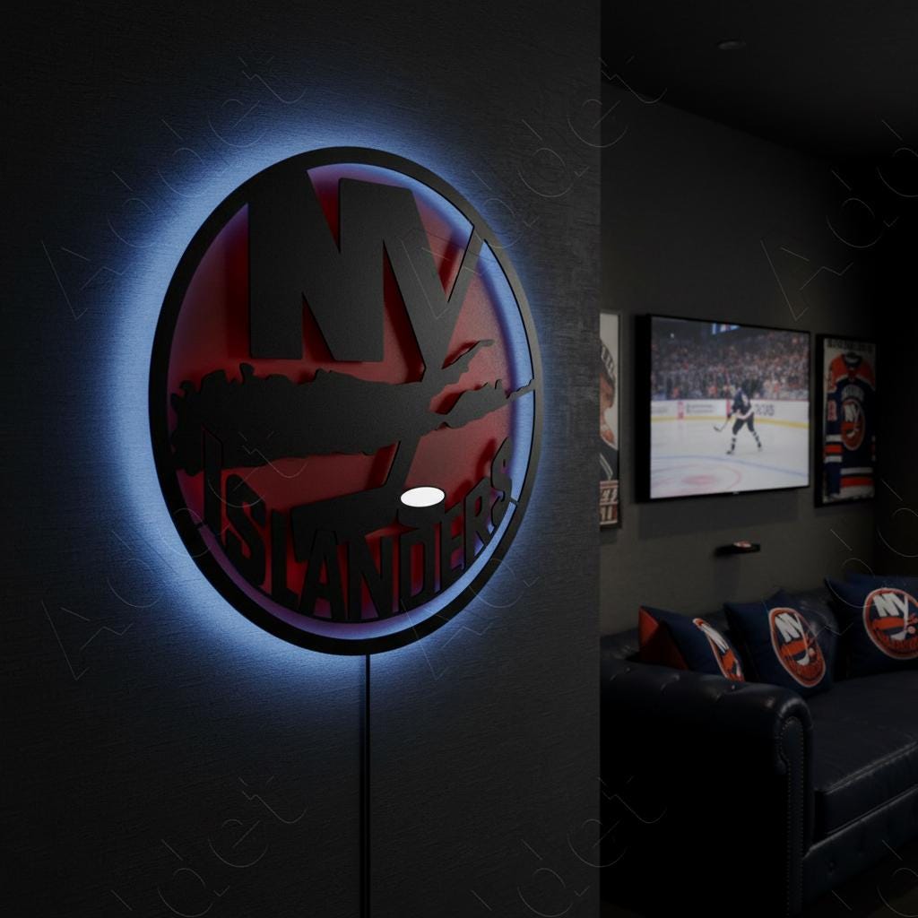 New York Islanders Wall Art - Hockey Team Logo Decor - Game Room Sign
