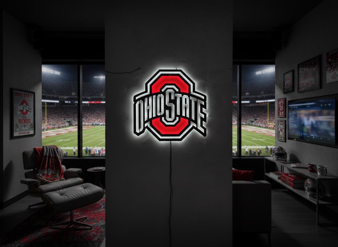 Ohio State Buckeyes Wall Art - OSU Logo Football Fan Game Room Decor