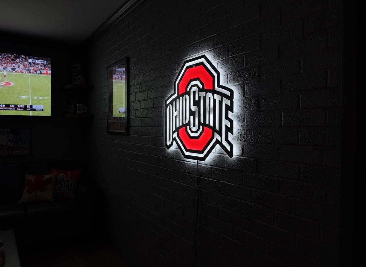 Ohio State Buckeyes Wall Art - OSU Logo Football Fan Game Room Decor