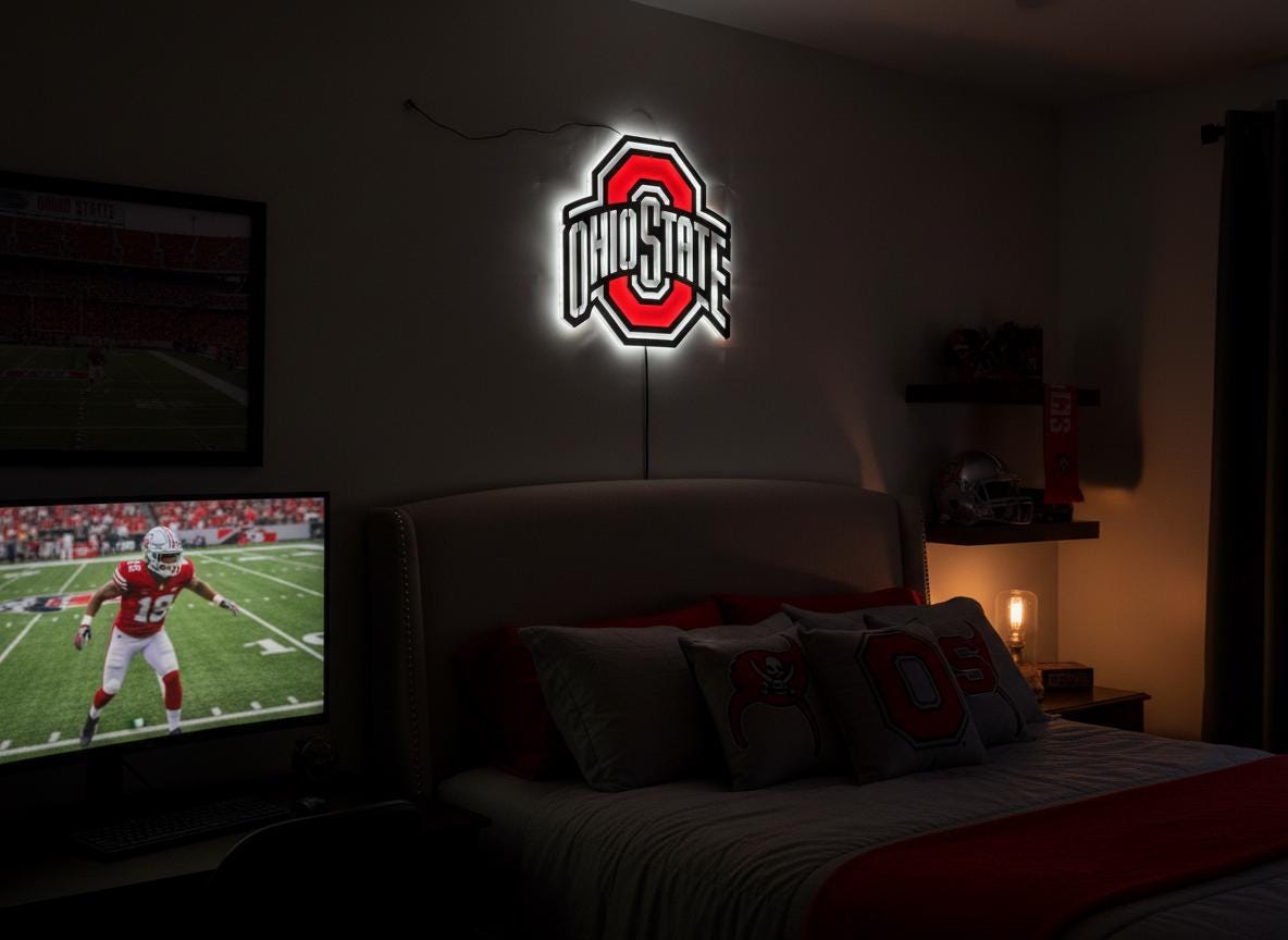 Ohio State Buckeyes Wall Art - OSU Logo Football Fan Game Room Decor