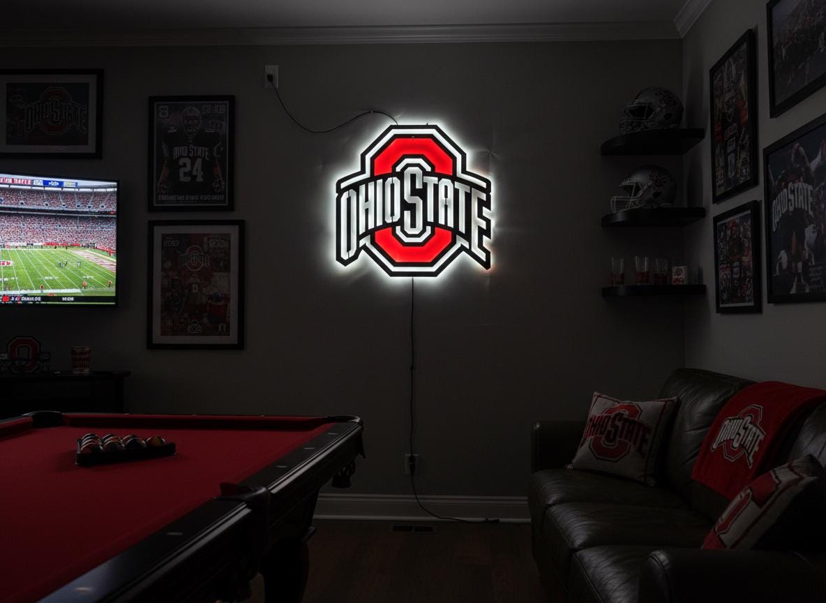 Ohio State Buckeyes Wall Art - OSU Logo Football Fan Game Room Decor