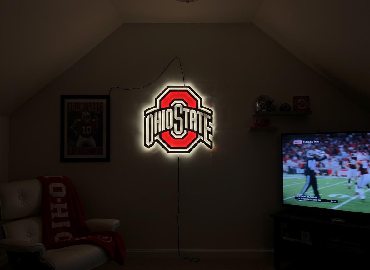 Ohio State Buckeyes Wall Art - OSU Logo Football Fan Game Room Decor