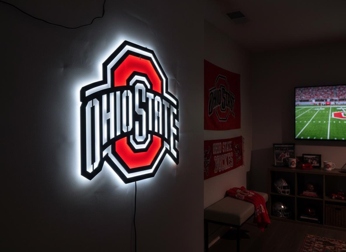 Ohio State Buckeyes Wall Art - OSU Logo Football Fan Game Room Decor