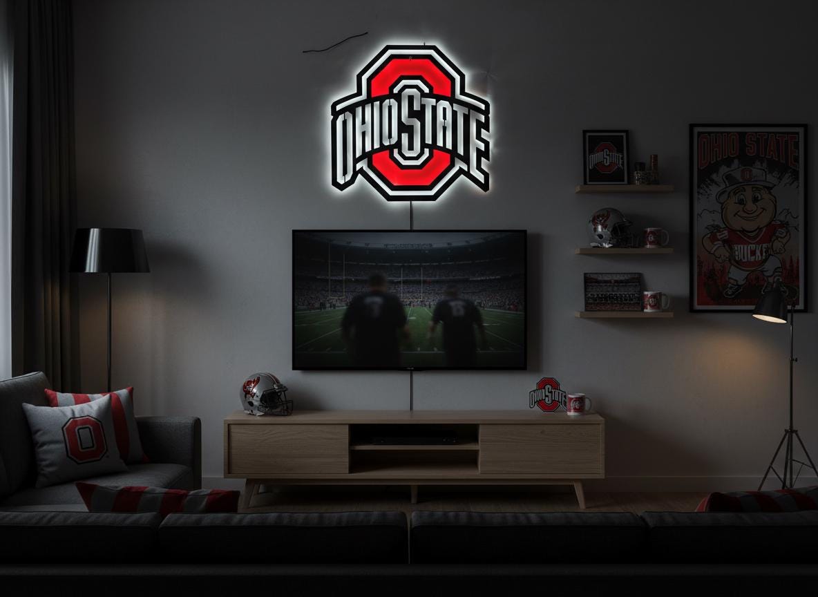 Ohio State Buckeyes Wall Art - OSU Logo Football Fan Game Room Decor