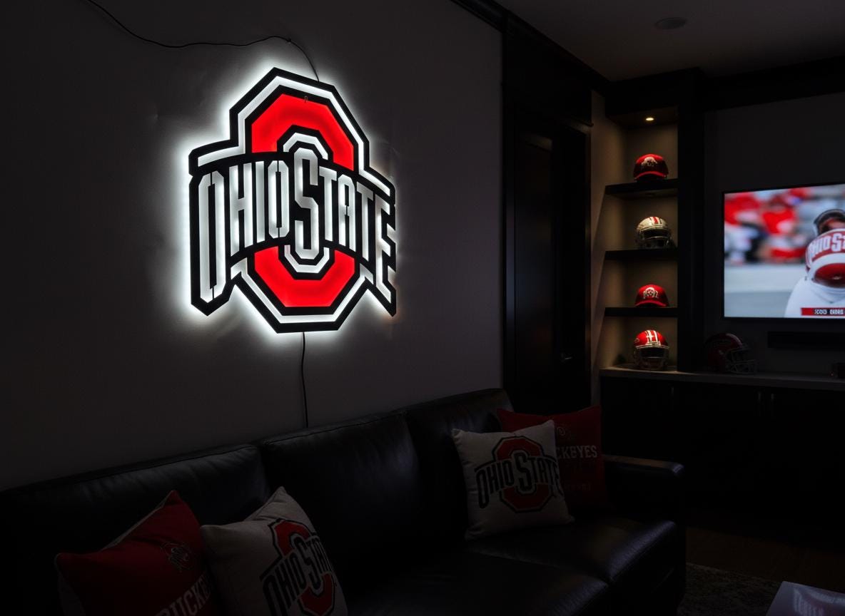 Ohio State Buckeyes Wall Art - OSU Logo Football Fan Game Room Decor