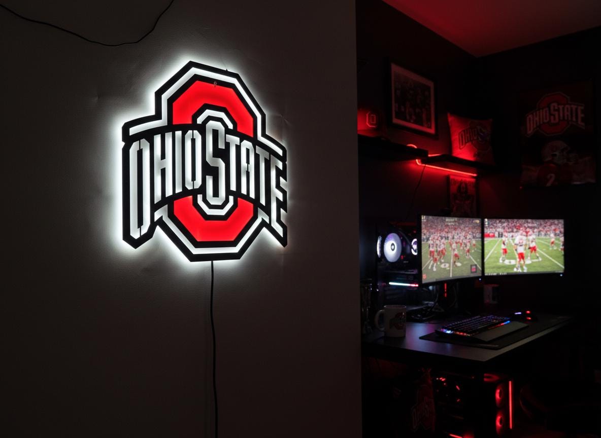 Ohio State Buckeyes Wall Art - OSU Logo Football Fan Game Room Decor