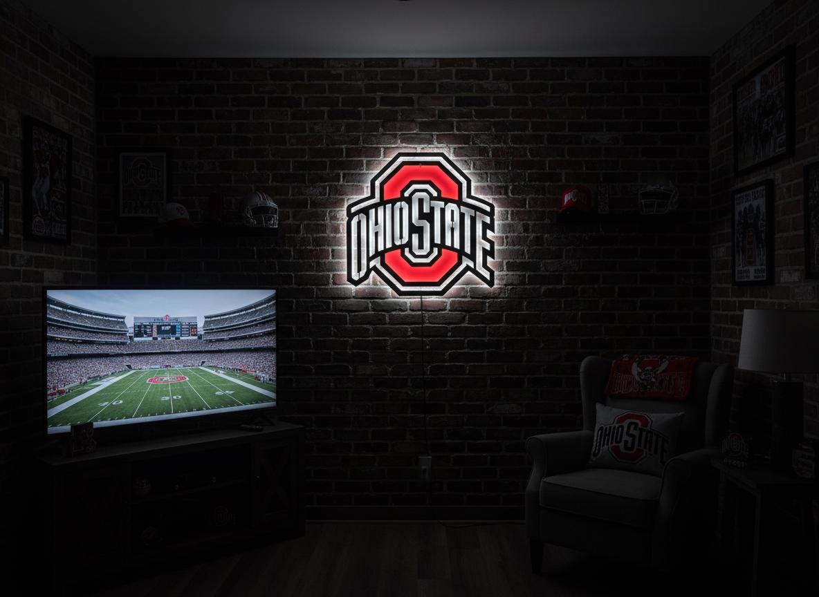Ohio State Buckeyes Wall Art - OSU Logo Football Fan Game Room Decor