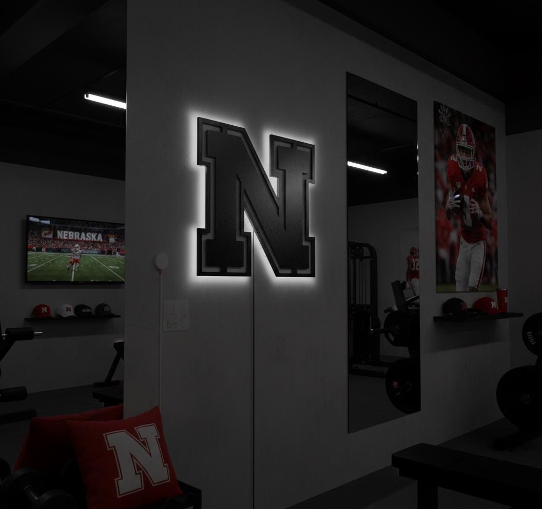 Nebraska Cornhuskers Wall Art - College Football Team Logo Game Room Decor