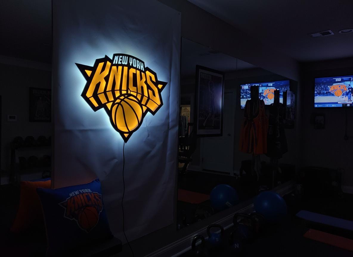 Knicks Wall Art - New York Team Logo Light - Game Room Decor Gift