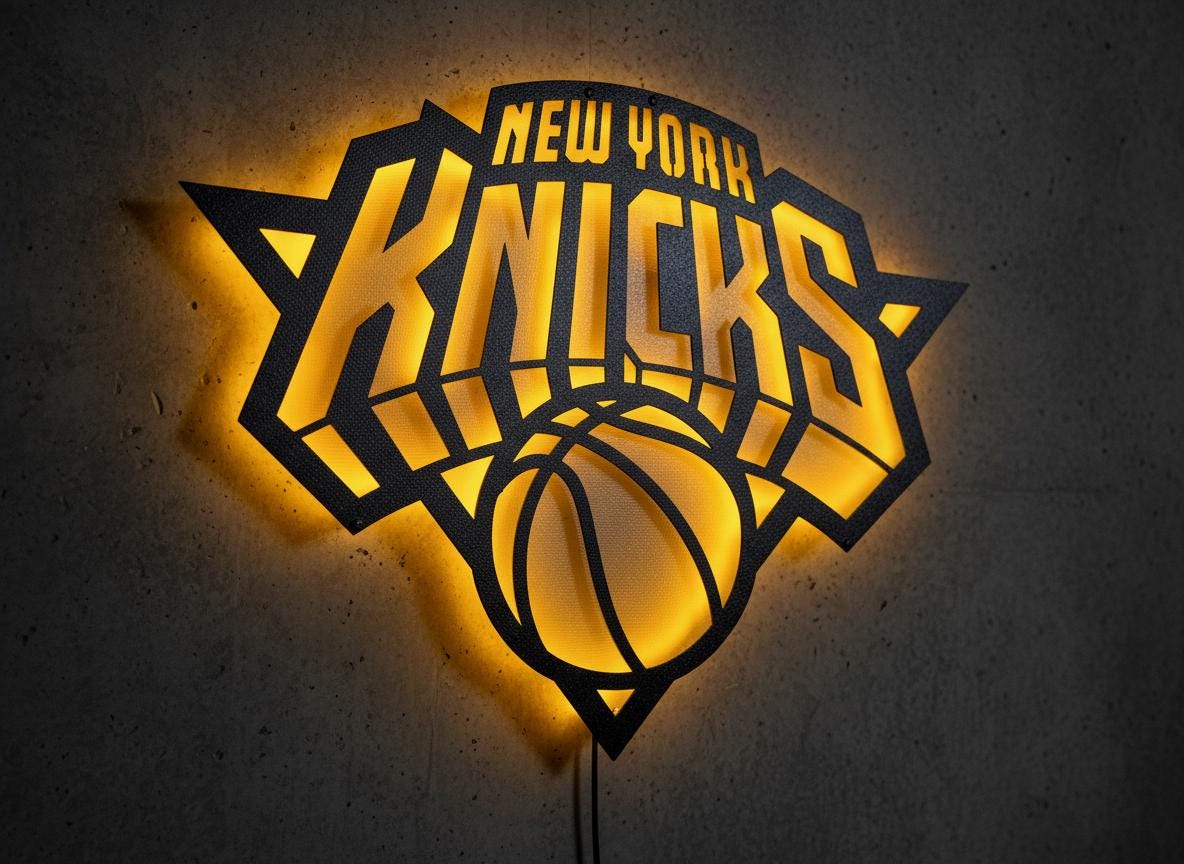 Knicks Wall Art - New York Team Logo Light - Game Room Decor Gift