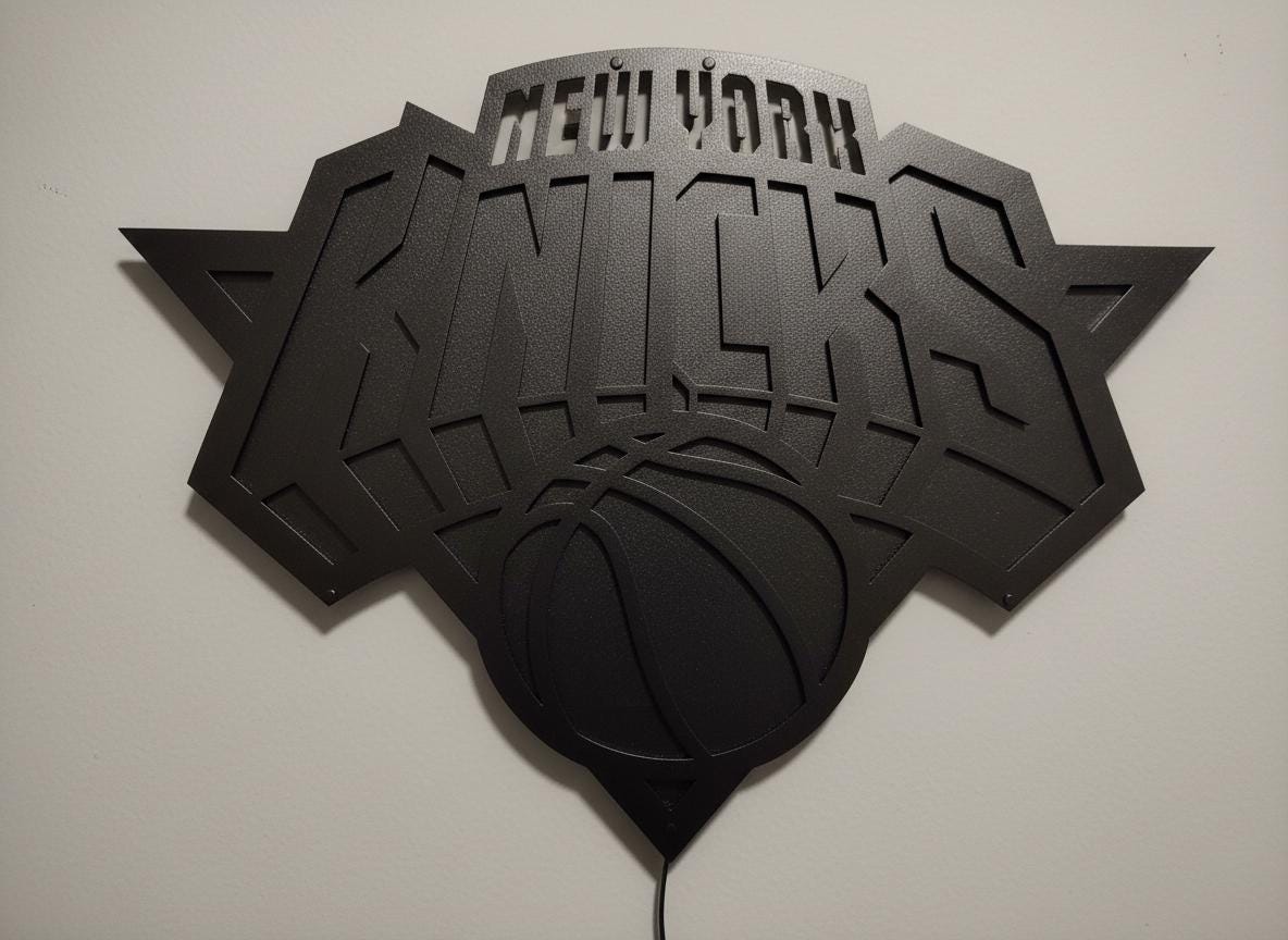 Knicks Wall Art - New York Team Logo Light - Game Room Decor Gift