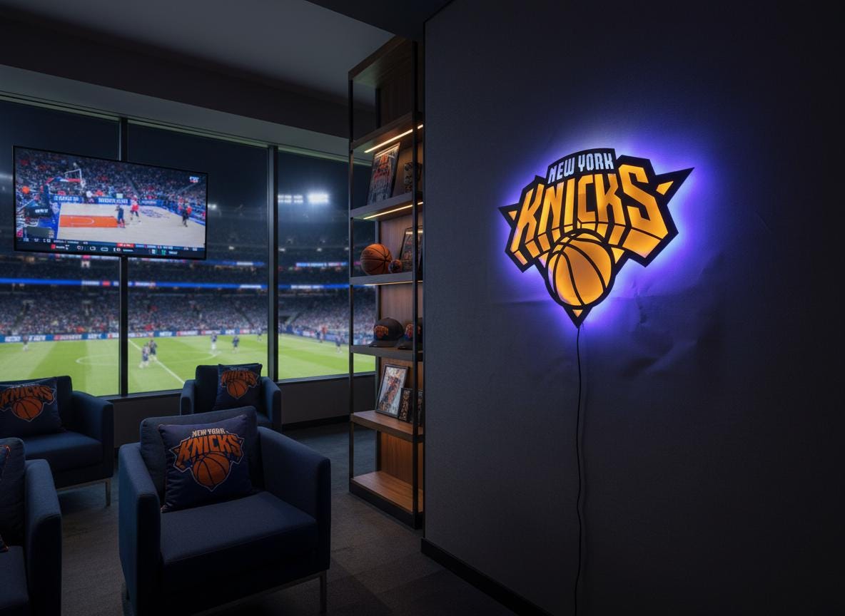 Knicks Wall Art - New York Team Logo Light - Game Room Decor Gift