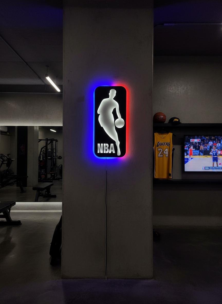 NBA Wall Art - Basketball Team Logo Light Up Decor Game Room Man Cave Gift